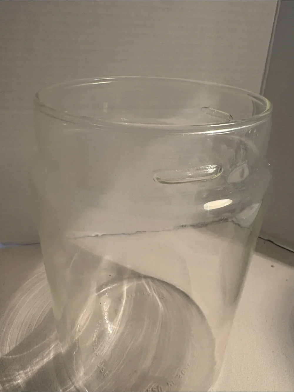 Vintage 1970s Pyrex canister with wood grain lid 7”
